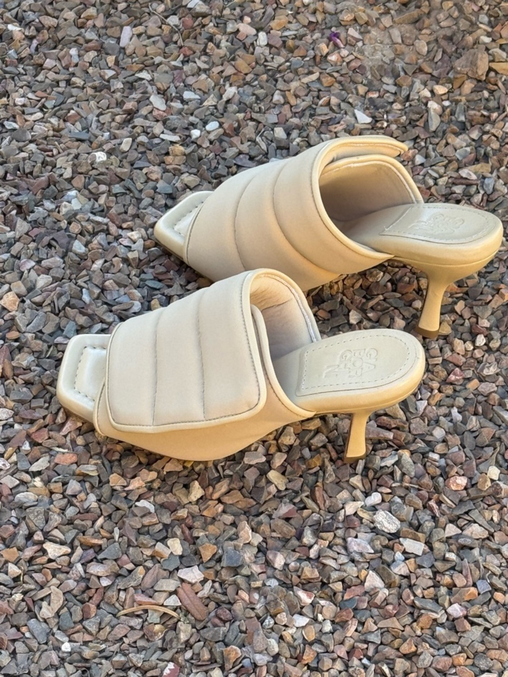 Gia Borghini Cream Quilted Padded Mule Heels